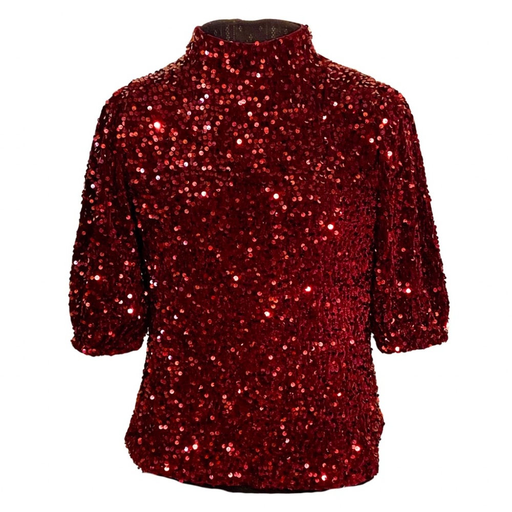 Nanette Lapore sequined evening ware top cranberry red NWOT
